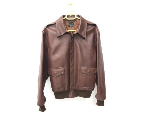 WW2 US Air Force type mid-brown leather flying type jacket size 44, labelled Type A-2 DWG No.30H45, A.C.Contract No.42-87759 