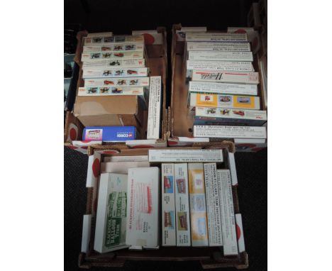 Three boxes of mixed scale plastic kits inc Keilkraft, J.H. Hadfield, Tower trams etc, steam and tram interest and two diecas