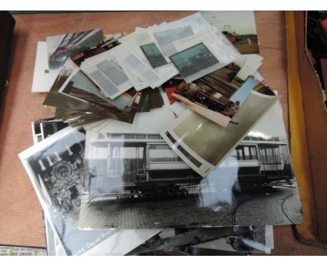 A selection of railway related and steam engine photographs and negatives inc black and white and colour