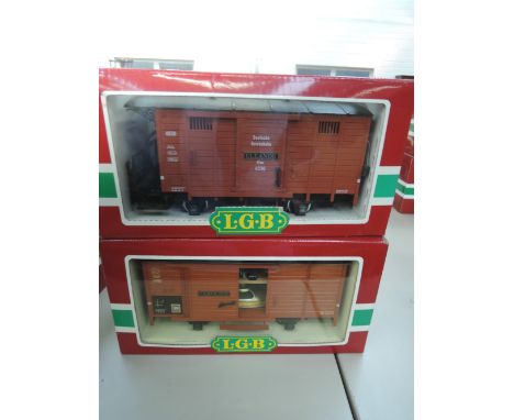 Two LGB G scale wagons Eleanor 4030, Caroline 4035 both boxed