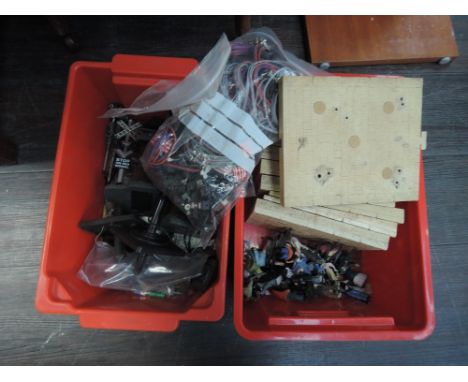 Two boxes of G scale accessories and wiring