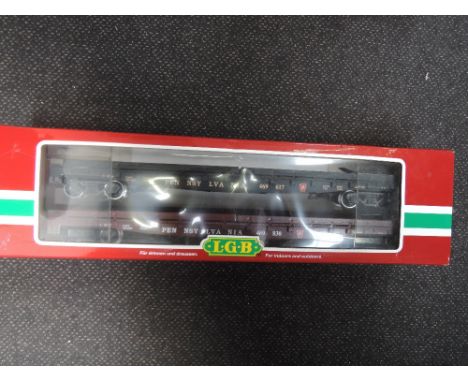 A LGB G scale Prr flatcar, two pieces 42540, boxed 