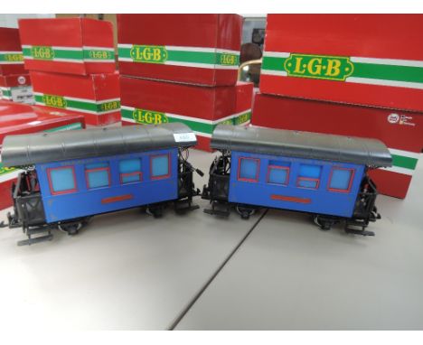 Two LGB G scale carriages, Llyn Efyrnwy &  Llyn Tegid