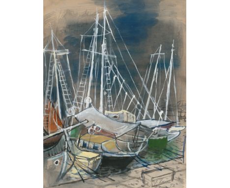 Heuser, Heinrich -- "St. Tropez"Gouache auf Papier. 195268 x 53,5Unten rechts mit Bleistift signiert "H.Heuser", datiert und 