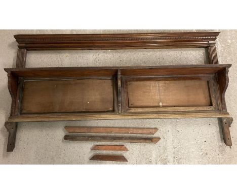 An Edwardian mahogany wall hanging shelf with plinth top. Originally contained ceramic tiles, ideal project. Approx. 64 cm x 