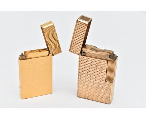 TWO 'S T DUPONT' LIGHTERS, two gold plated rectangular lighters, each signed 'S T Dupont Paris, Made in France' model numbers
