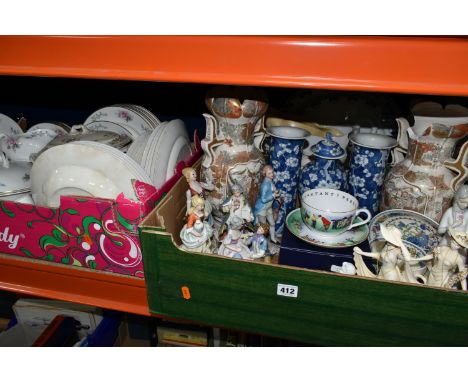 THREE BOXES OF CERAMICS AND GLASS, to include a forty four piece Royal Grafton dinner service decorated with pink roses, a sm