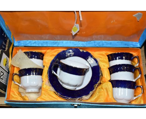 FIVE BOXES OF CERAMICS AND GLASSWARE, to include a  Jasba Keramic West German 137/25, a cream Beswick 1630 urn, Wedgwood Blue