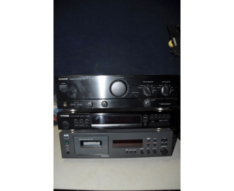 A SELECTION OF AUDIO EQUIPMENT comprising a Kenwood KA-3020 stereo integrated amplifier, Kenwood KT-2050 stereo tuner and a N