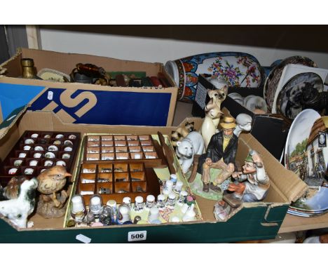 THREE BOXES AND LOOSE CERAMICS ETC, to include a Japanese hand painted coffee set - damage to some cups, a collection of appr