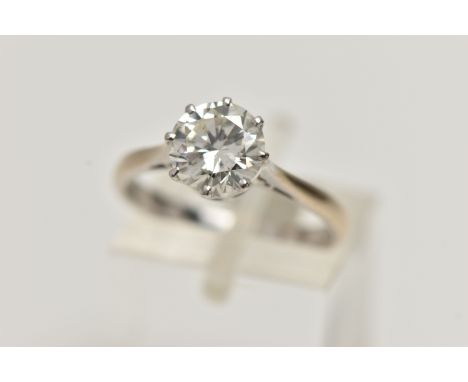 A MODERN SINGLE STONE DIAMOND RING, round brilliant cut diamond, estimated carat weight 1.50ct, colour assessed as K, clarity