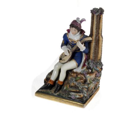 * A Porcelain Figurine of a Lute Player POPOV MANUFACTORY, MOSCOW, 1840s

Height 17 cm.

 with blue underglaze manufactory ma