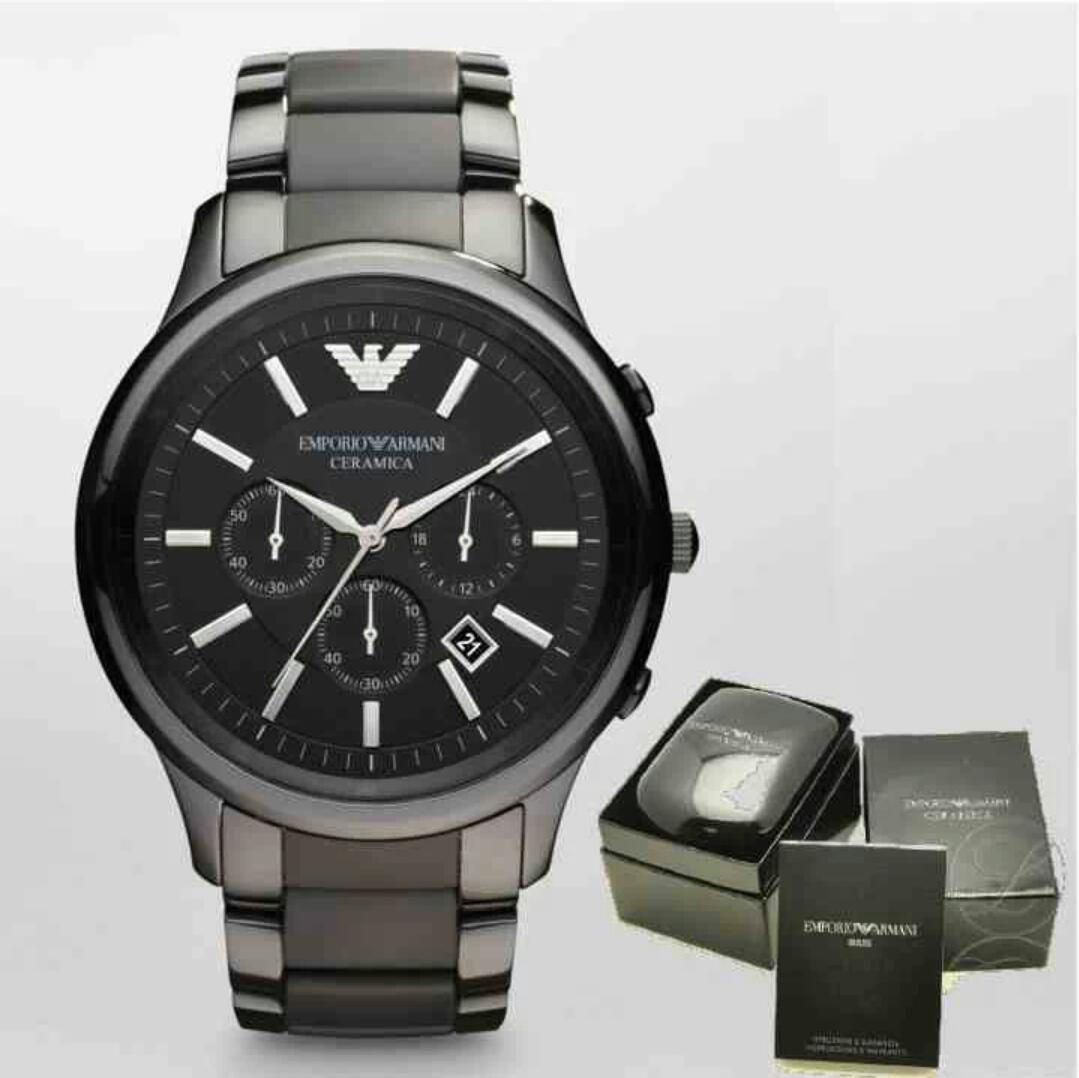 armani watches ar1451 black ceramica chronograph mens watch