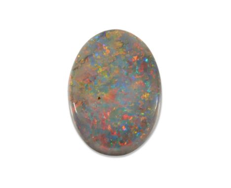 An unmounted oval opal, approximately 21.7 x 15.6 x 4.0mm, approximately 8.9 carats