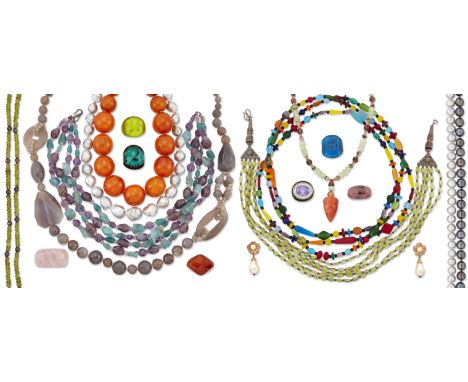 A large collection of costume jewellery and cultured freshwater pearl necklaces, comprising necklaces, hair ornaments, bracel