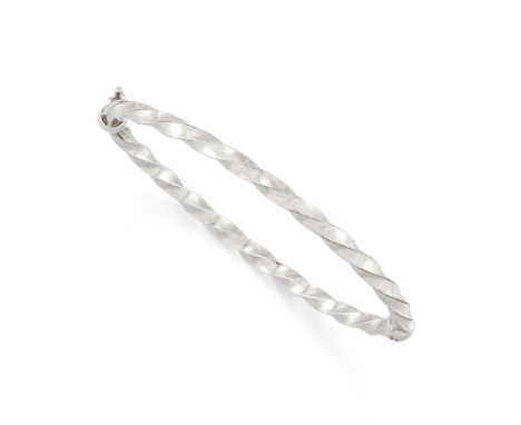 A 9ct white gold bangle, of hollow twisted wire form, Birmingham import hallmark, width 4mmCondition Report:  Gross weight 6.
