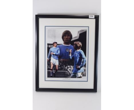 Football Interest. Signed montage photo of Colin Bell Manchester City Football Club complete with 'True Colours ' Certificate