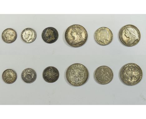 Collection of High Grade British Silver Coins ( 6 ) In Total. Comprises 1/ Silver Sixpence, Date 1917. Rare Date. 2/ Victoria