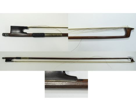 French Silver-Mounted Violin Bow Attributed to François Lupot II Stamped: Lupot Octagonal stick. Weight: 57g. 