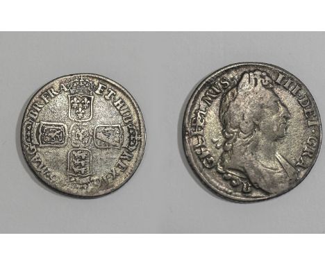 William III Silver Bristol Shilling, Date 1696 - First Laureate and Draped Bust Right B. Below Truncation, Scare Coin, Nice T