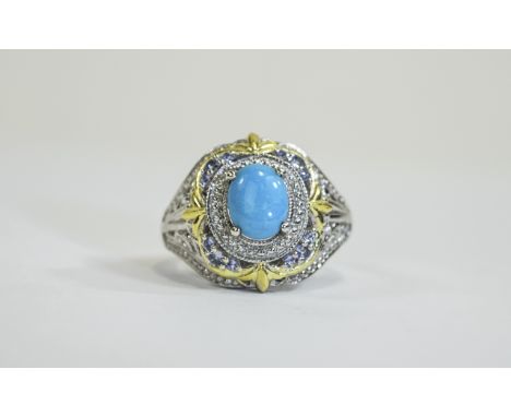 Sleeping Beauty Turquoise Ring, an oval cut cabochon of 1.75cts of turquoise from the now closed Sleeping Beauty mine in Ariz