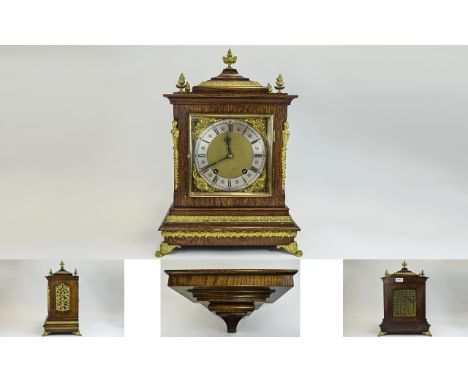 Lenzkirch - Late 19th Century Excellent and Impressive Oak Cased Bracket Clock with Matching Wall Bracket. Well Adorned with 