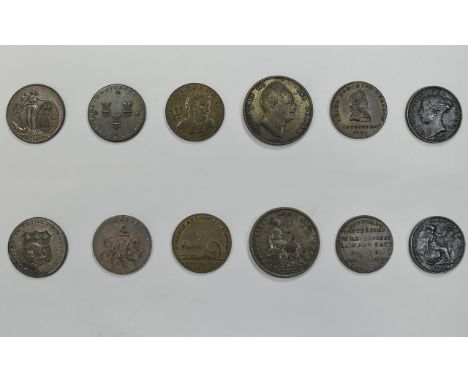 A Very Good Collection of 18th / 19th Century Half Pennies and Tokens ( 6 ) In Total. Comprises 1/ Very Scarce 18th Century C