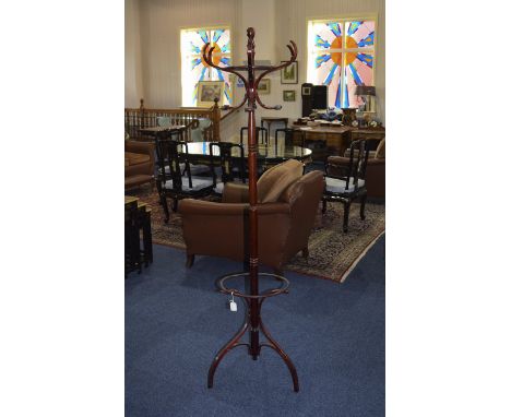 Antique Mahogany Bentwood Coat and Hat Stand. Height 6 Feet 3 Inches High. Nice Quality and Condition. 