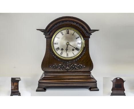 Victorian - Impressive and Nicely Shaped Mahogany Cased Bracket Clock by Winterhalder and Hofmeier with 8 Day Strike and Chim