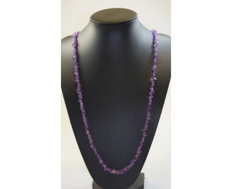 Long Rough cut Amethyst Chip Necklace