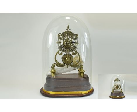 Victorian - Chain Drive Nice Quality Skeleton Clock with Fusee Movement and Original Chain Drive, Raised on Solid Brass Feet 