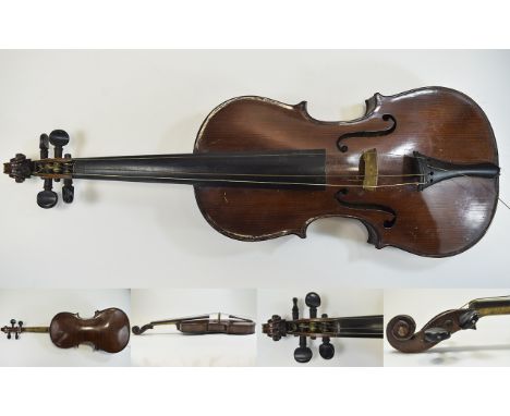 Factory Made German 3/4 Length Violin With Bow & Hardcase  c1900