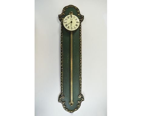 Antique Wall Saw Clock, Porcelain Cream Dial. 23 Inches High. Very Good Condition. 