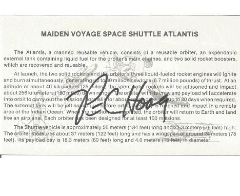 US Nasa test pilot R Hoag and John Manke signed cards. Good Condition. All signed pieces come with a Certificate of Authentic