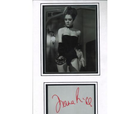 Diana Rigg signed autograph presentation. High quality professionally mounted 16 x 13 inch overall sized display. 3D double m