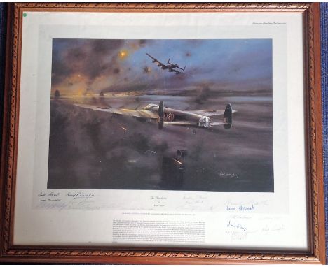 The Dambusters by the artist Robert Taylor Dambuster World War II 27x23 framed print signed by 17 air crew veterans who took 