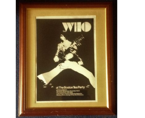 The Who Boston Tea Party group signed poster. Signed by Roger Daltrey and Pete Townsend. Frames and glazed, slight crease to 