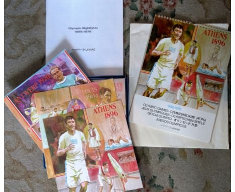 A boxed set of sixteen limited edition Olympic Highlights print, 1896-1976, issued in 1980 by Sperry Univac, together with a 