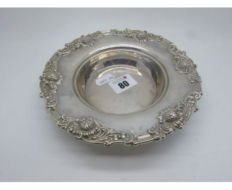 A Decorative American Bailey Banks &amp; Biddle Philadelphia Dish, of circular form with foliate border, stamped "Sterling", 