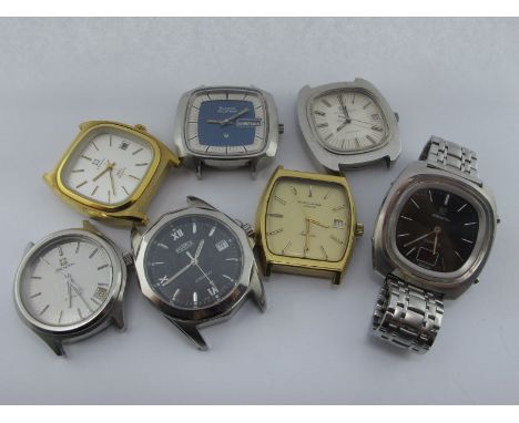 IWC; A Vintage Electronic Gent's Wristwatch Head, (no strap) the signed dial with line markers, centre seconds and date apert