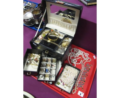 A Mixed Lot of Assorted Costume Jewellery, including a hallmarked silver hinged bangle, imitation pearls, assorted earrings, 