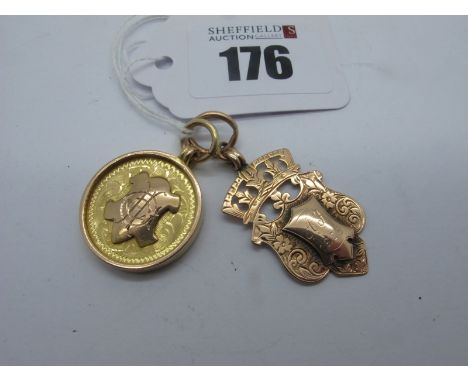 A 9ct Gold Medallion Pendant, engraved "S.T.S.C. Fearnley Cup Winner 1908"; Together with Another Medallion Pendant, "1947 2n