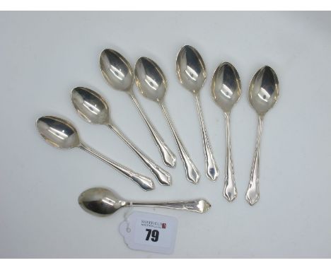 A Set of Eight Hallmarked Silver Coffee Spoons, JS&amp;S, Sheffield 1970 (total weight 140grams). 