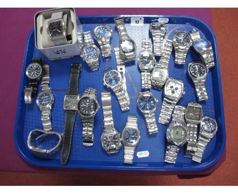A Mixed Lot of Assorted Gent's Wristwatches, including Accurist, Timex, Viceroy, Sekonda, Fossil, Pulsar, Kenneth Cole (some 
