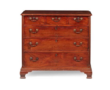 with three short over three long drawers flanked by reeded angles, on ogee bracket feet100cm wide, 98cm high, 52cm deepProven