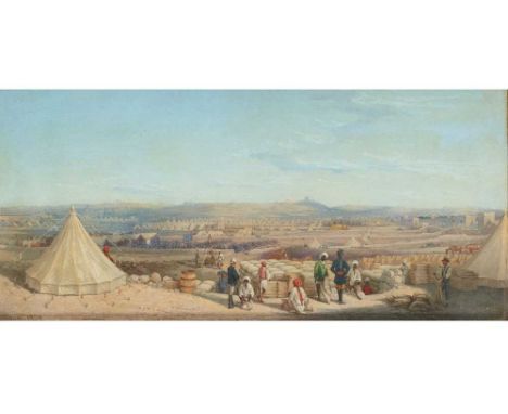 Signed and dated 1878, oil on board, and a companion a pair 'The Infantry Camp at Lazaretto, Malta'each 23cm x 49cm (9in x 19