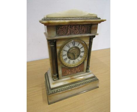 19th Century marble mantel clock with French movement and key H36cm approx&nbsp;