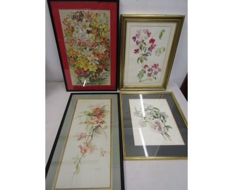 3 floral watercolours and 1 print&nbsp;