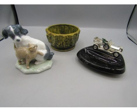 Nao figure, West German pot and Rolls Royce Silver Ghost ashtray