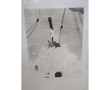 Patrick Prockter ltd edition print 7/75&nbsp; 'And we did speak only to break the silence of the sea' 51x66cm